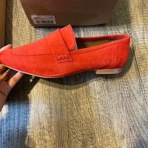ASOS Tomato Red Suede Lofer Size 8 WIDE